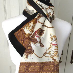 CAT KITTENS Playing with Rope SCARF Casual Vintage